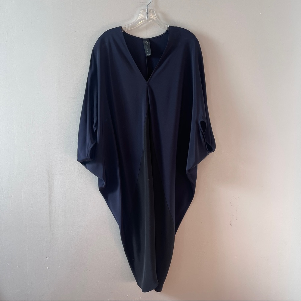 Zero + Maria Cornjeo Navy & Black Silk Charmeuse Koya Dress Size 10